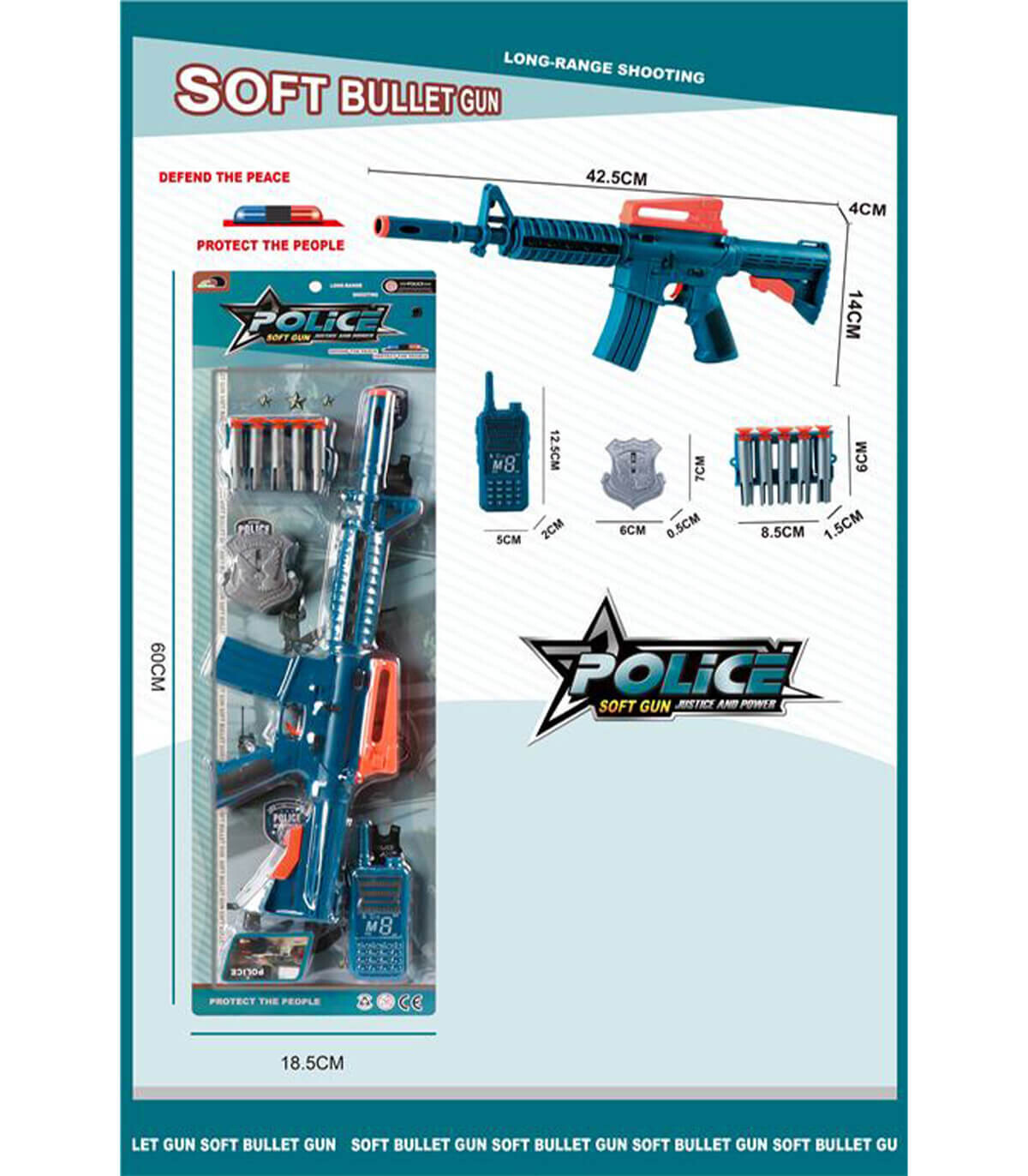 KIT DE CARTĂ POLIȚIE DE CARTON PENTRU COPII - MITRALIERE ȘI PUȘTI