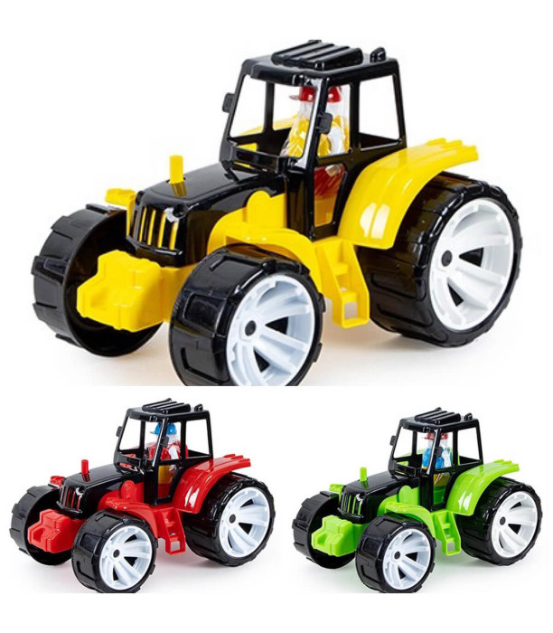 TRACTOR PENTRU COPII CU OM NEGRU 27 CM 3 CULORI - Utilaje agricole, de construcții și echipamente militare
