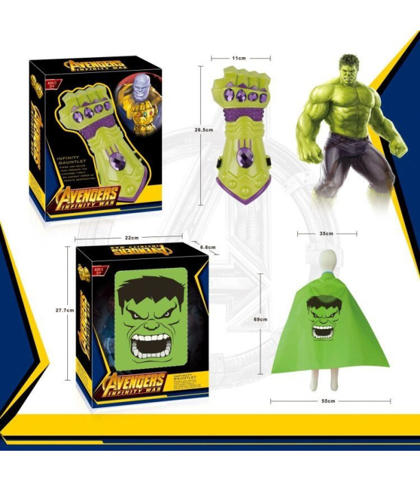 SET HULK CU PELERINĂ ȘI MĂNUȘĂ DE PROTECȚIE - COSTUME, MĂȘTI ȘI BAGHETE DE PETRECERE