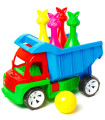 CHILDREN'S COLORFUL DUMPER WITH BUNNY BOWLING PINS 40 CM