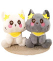 PLUSH KITTEN WITH FISH 23 CM 2 COLORS