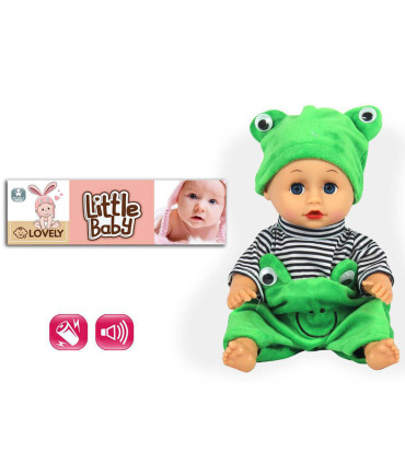 BABY FROG DOLL WITH 4 SOUNDS, 30 CM IN A BAG - BABY