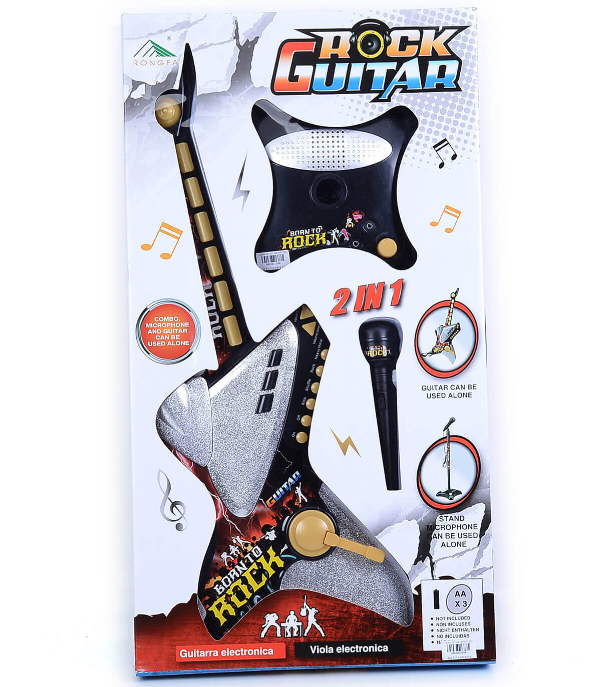 GITARĂ ROCK PENTRU COPII MARE CU MICROFON ȘI BOXĂ - Guitare