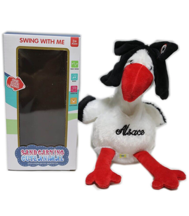 FLAMINGO DIN PLUȘ DANSAȚOR ÎN CUTIE - Muzicale