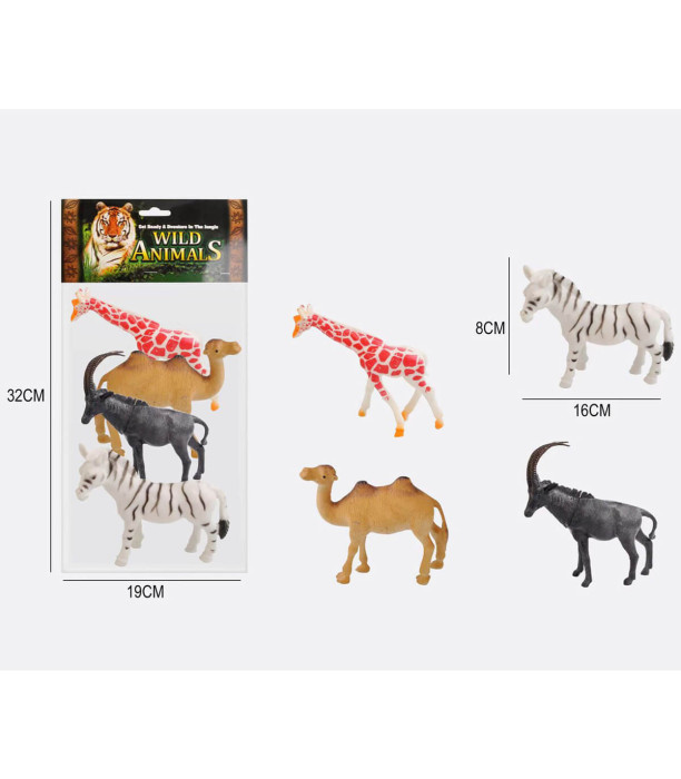 SET DE ANIMALE AFRICANE PENTRU JOACĂ 4 BUC. ÎN PLIC - Sălbatice și de pădure