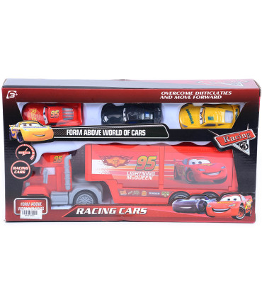 CAMION PENTRU COPII CU 3 MAȘINI CU OCHI ÎN CUTIE - Camioane și Marfă