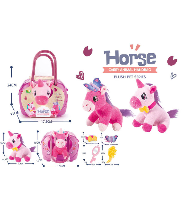 UNICORN DIN PLUȘ ÎN GEANTĂ CU ACCESORII - Mici