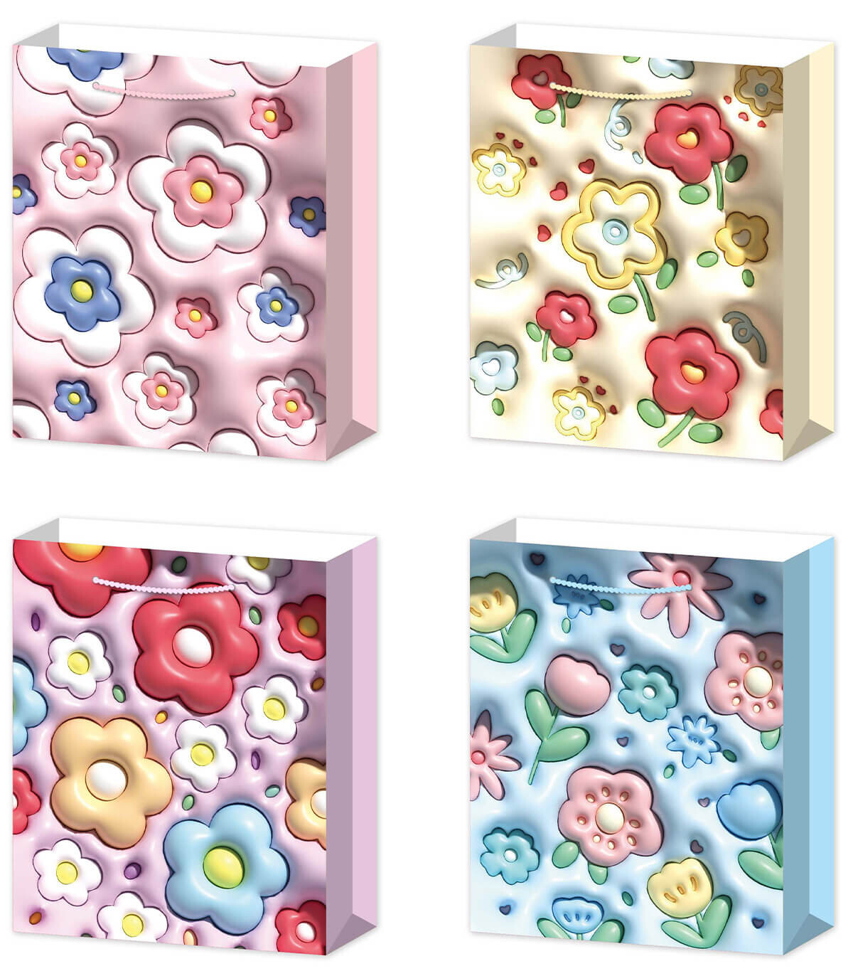 GEANTĂ DE CADOU DIMENSIUNE MEDIE 3D FLORI 42x30x12 - PUNGI CADOU ȘI BATERII