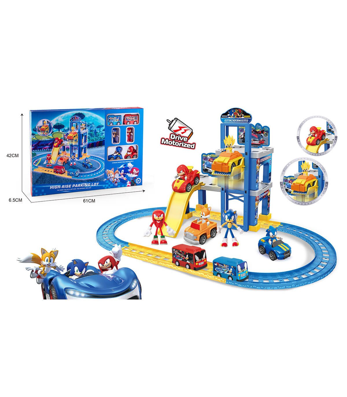 CHILDREN'S LARGE PARKING-TRACK ON BATTERIES SONIC WITH 2 CARS AND 2 BUSES - PARKINGS, GARAGES, TRACKS AND AIRPORTS