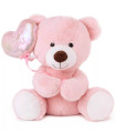PLUSH BEAR WITH BALLOON - HEART 2 COLORS 22 CM