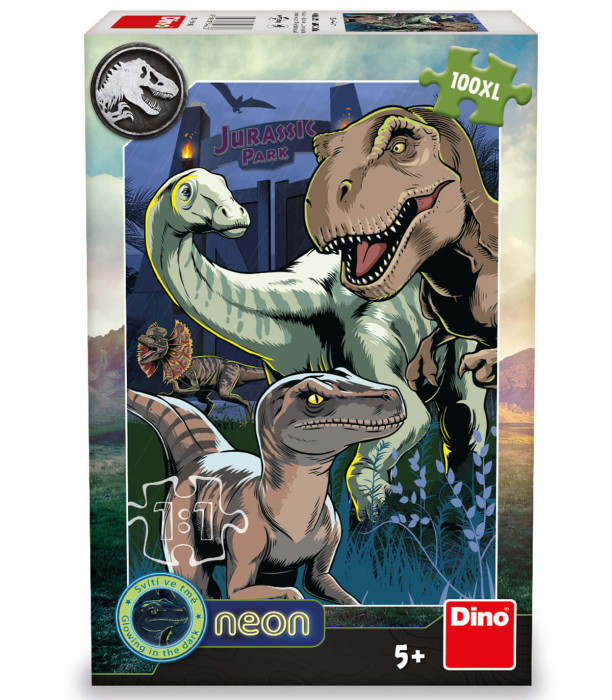 PUZZLE PENTRU COPII JURASSIC WORLD 100 XL PIESE NEON - PUZZLE ȘI CUBURI