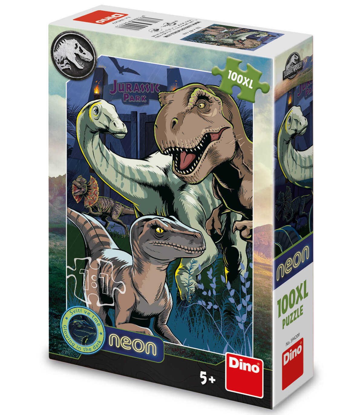 PUZZLE PENTRU COPII JURASSIC WORLD 100 XL PIESE NEON - PUZZLE ȘI CUBURI