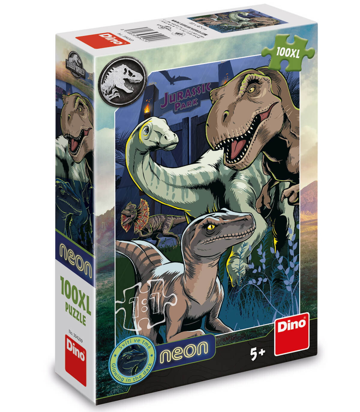 PUZZLE PENTRU COPII JURASSIC WORLD 100 XL PIESE NEON - PUZZLE ȘI CUBURI