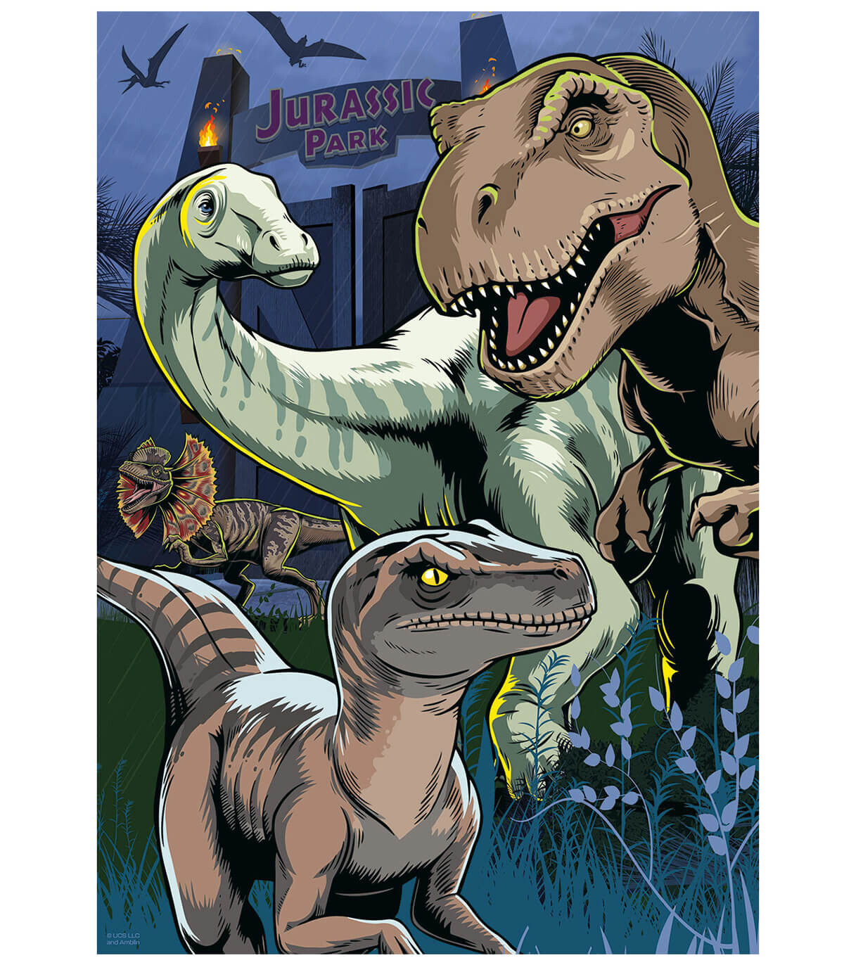 PUZZLE PENTRU COPII JURASSIC WORLD 100 XL PIESE NEON - PUZZLE ȘI CUBURI