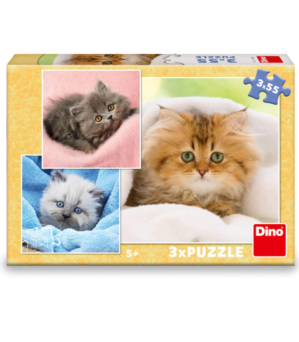 PUZZLE PENTRU COPII PISICI 3X55 PIESE - PUZZLE ȘI CUBURI