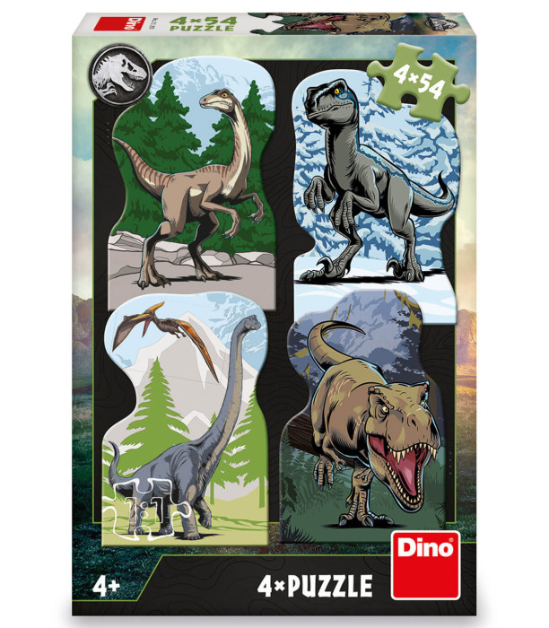PUZZLE PENTRU COPII JURASSIC WORLD 4X54 PIESE - PUZZLE ȘI CUBURI