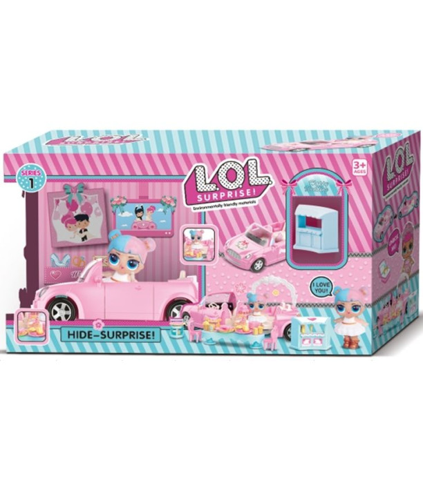 CUTIE MAȘINĂ CU ACCESORII - CASE PENTRU PĂPUȘI ȘI SETURI