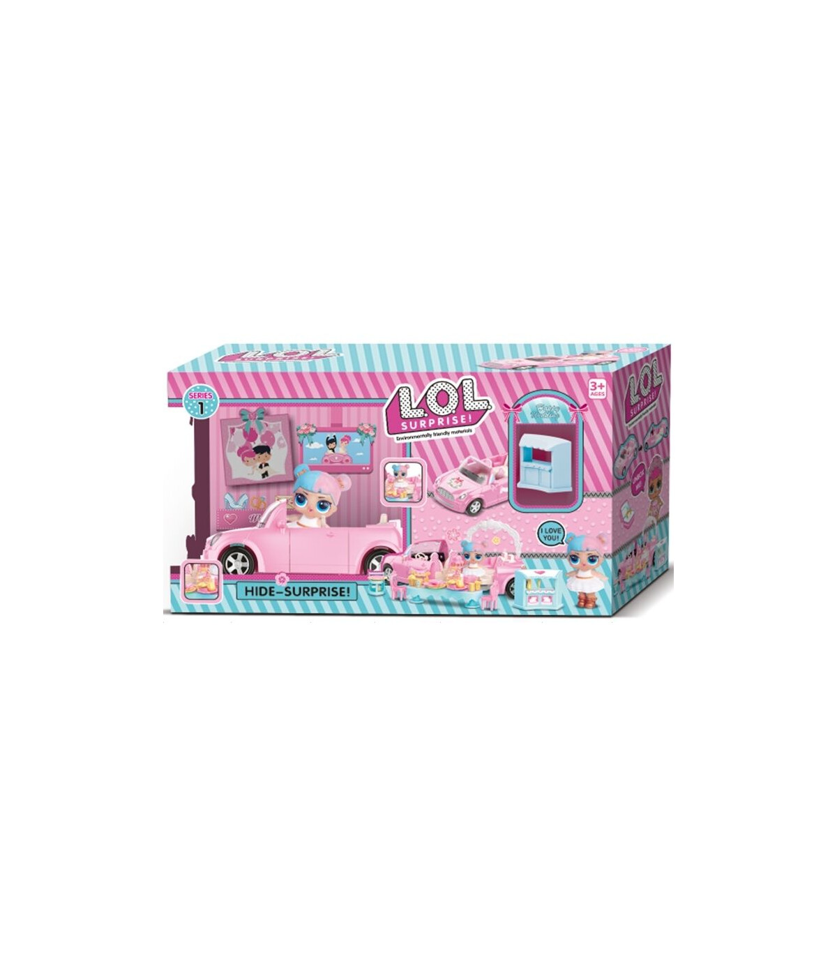CUTIE MAȘINĂ CU ACCESORII - CASE PENTRU PĂPUȘI ȘI SETURI