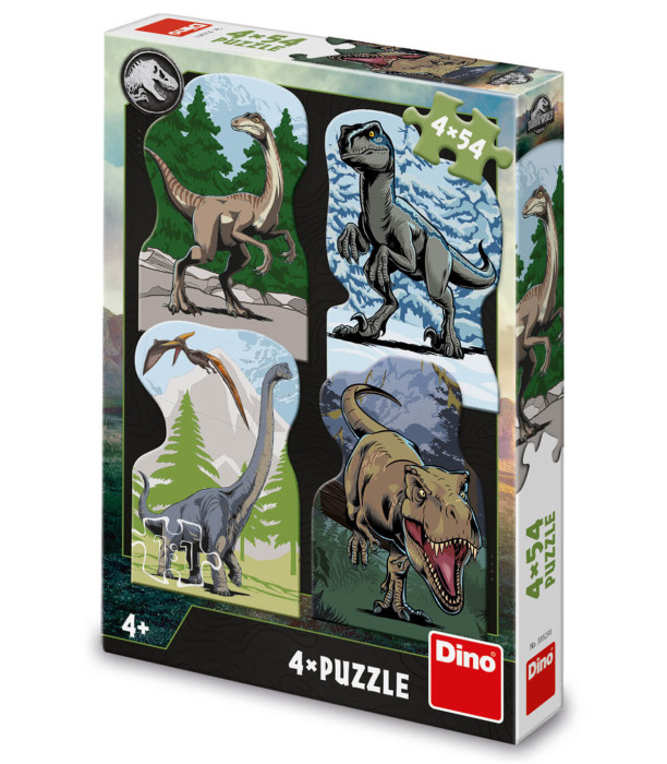 PUZZLE PENTRU COPII JURASSIC WORLD 4X54 PIESE - PUZZLE ȘI CUBURI