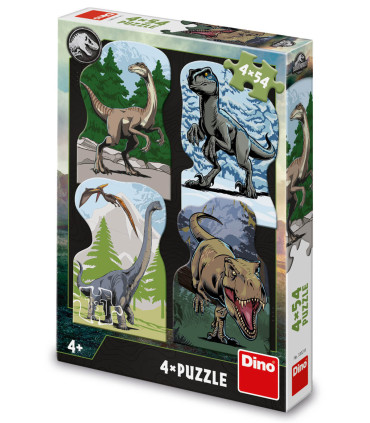 PUZZLE PENTRU COPII JURASSIC WORLD 4X54 PIESE - PUZZLE ȘI CUBURI