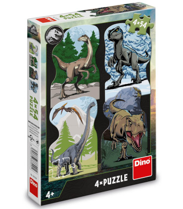 PUZZLE PENTRU COPII JURASSIC WORLD 4X54 PIESE - PUZZLE ȘI CUBURI