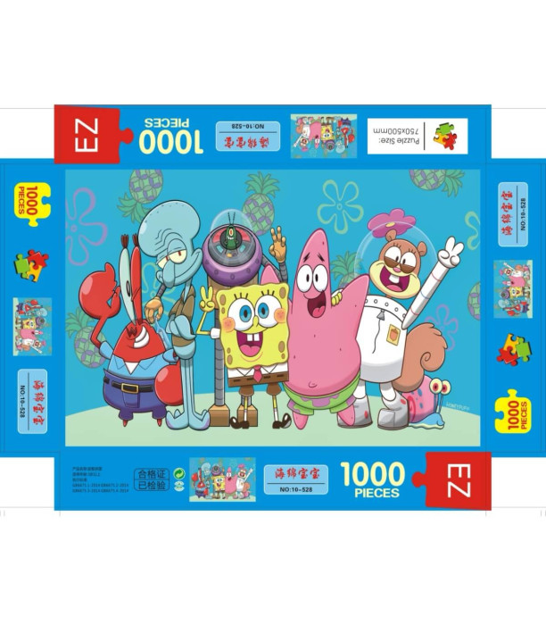 PUZZLE PENTRU COPII SPONGE 1000 PIESE CUTIE ORIZONTALĂ - PUZZLE ȘI CUBURI