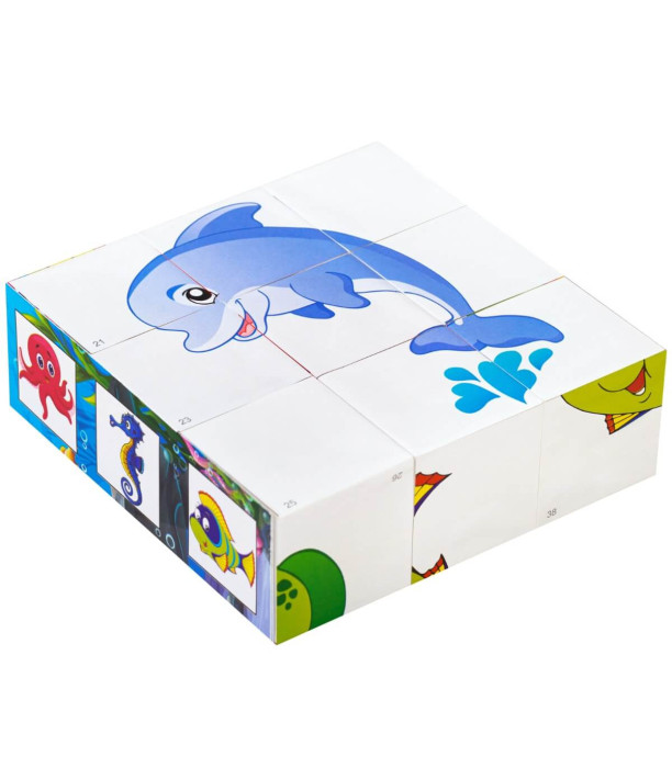 PUZZLE CU CUBURI MICI PENTRU COPII ANIMALE MARINE - TOATE PRODUSELE