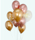 BALOANE 15 BUC. 12\\" - 30 CM CHROME AURII/ROSE AURII/PUNCTE + RIBBON 15 M - Хром