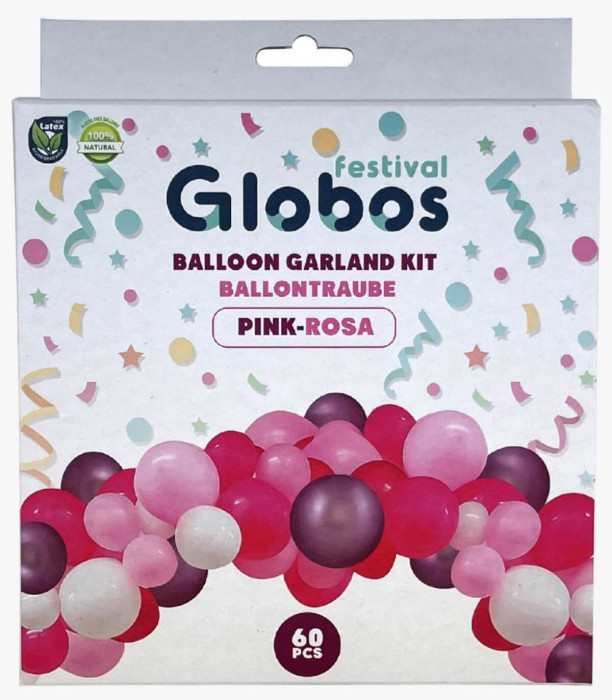 ARCH SET WITH 60 BALLOONS PINK/PINK 60 - ARCHES AND SETS