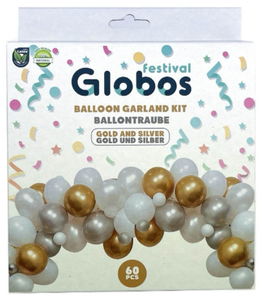 60 BALLOON ARCH SET GOLD/GOLD 60 - ARCHES AND SETS