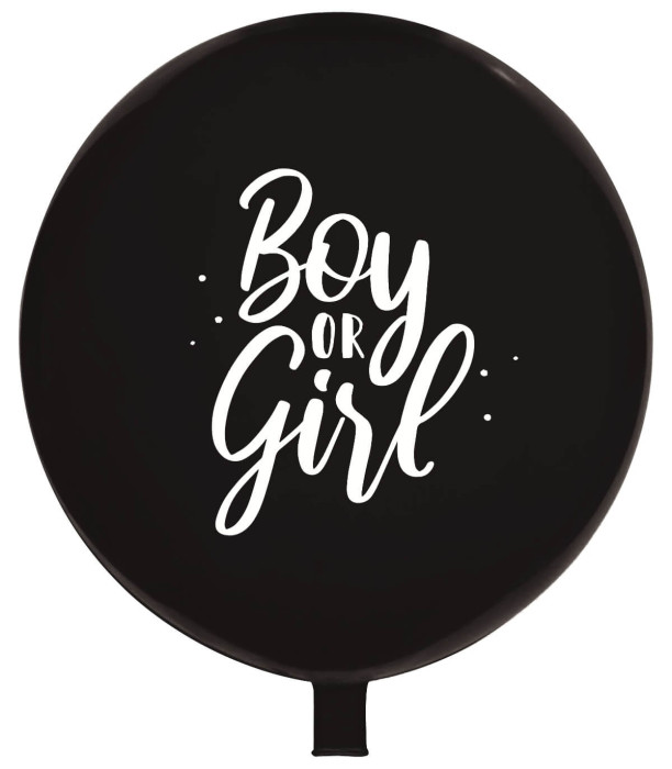BALON GIGANT 60 CM NEGRU BOY OR GIRL - BALONI CU PRINT