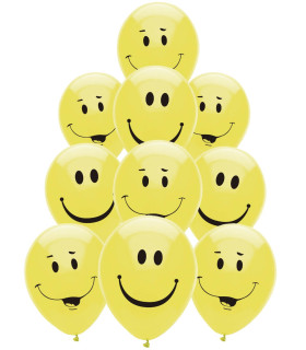BALLOONS 10 PCS. 12\\" - 30 CM PRINT EMOJI SMILE - BALLOONS WITH PRINT