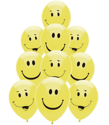 BALLOONS 10 PCS. 12\\" - 30 CM PRINT EMOJI SMILE - BALLOONS WITH PRINT