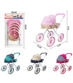 METAL WINTER DOLL CART WITH LARGE WHEELS 63 CM 4 COLORS