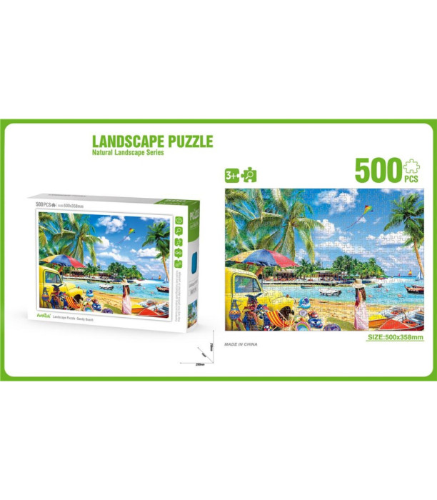 PUZZLE PENTRU COPII 500 PIESE PEISAJ CU PALME - PUZZLE ȘI CUBURI