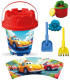 BIG SAND BUCKET 5 PIECES + WATERING CAN, WITH PICTURES, 6 TYPES - FOR SAND