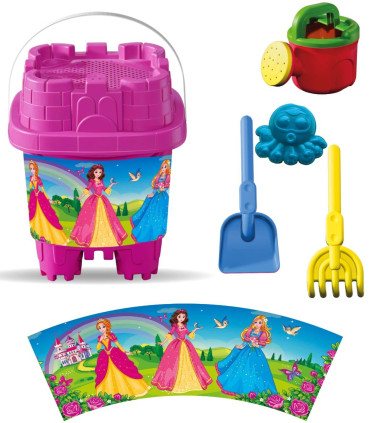 Square Sand Bucket 5 Parts + Watering Can, with Pictures, 6 Types - FOR SAND