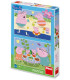 PUZZLE PEPPA PIG PENTRU COPII: ÎN VACANȚĂ 2X48 PIESE - PUZZLE ȘI CUBURI