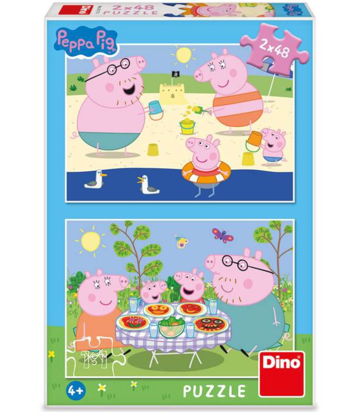 PUZZLE PEPPA PIG PENTRU COPII: ÎN VACANȚĂ 2X48 PIESE - PUZZLE ȘI CUBURI