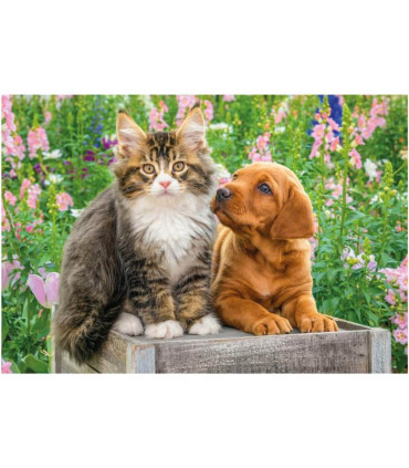 PUZZLE PENTRU COPII CÂINE ȘI MOTAN 2X48 PIESE - PUZZLE ȘI CUBURI