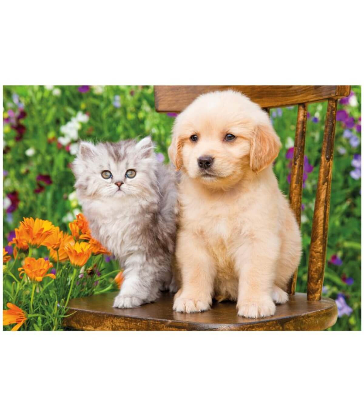 PUZZLE PENTRU COPII CÂINE ȘI MOTAN 2X48 PIESE - PUZZLE ȘI CUBURI