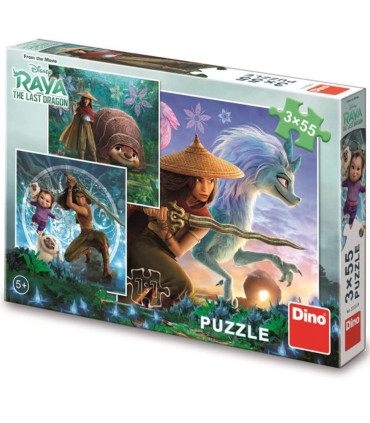 PUZZLE PENTRU COPII RAYA ȘI ULTIMUL DRAGON 3X55 PIESE - PUZZLE ȘI CUBURI