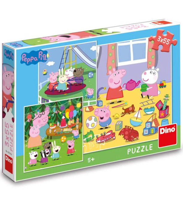 PUZZLE PEPPA PIG: VACANȚĂ 3X55 PIESE - PUZZLE ȘI CUBURI