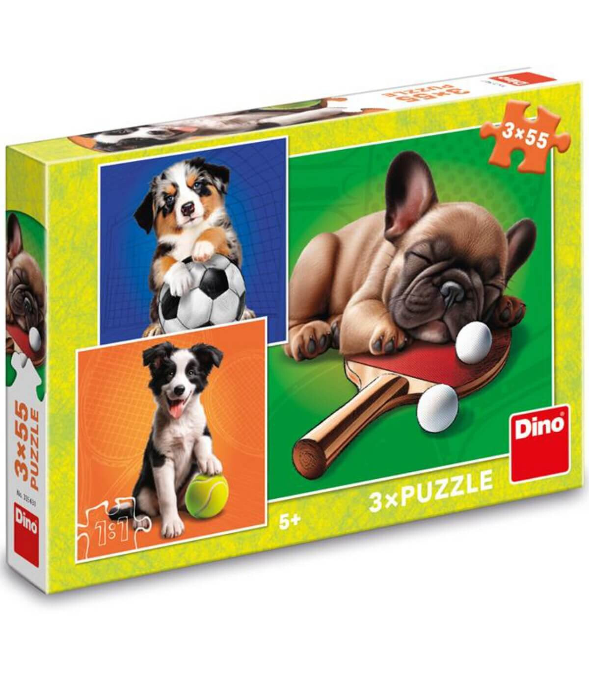 PUZZLE PENTRU COPII CÂINI 3X55 PIESE - PUZZLE ȘI CUBURI