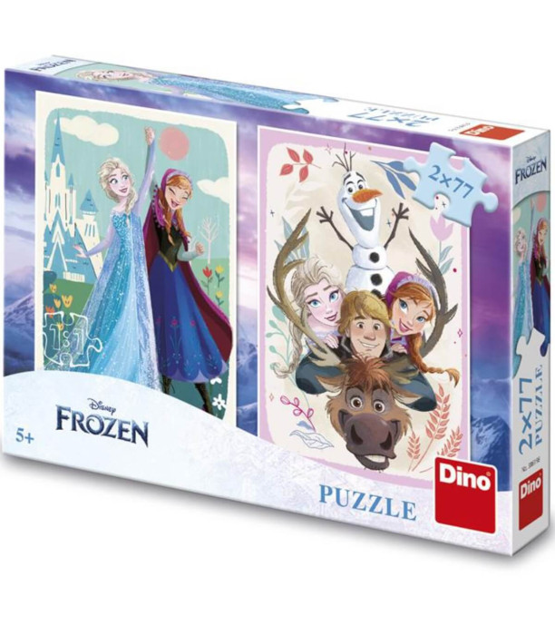 PUZZLE PENTRU COPII FROZEN: ANNA & ELSA 2X77 PIESE - PUZZLE ȘI CUBURI