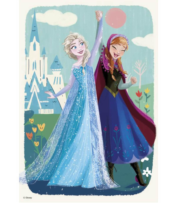 PUZZLE PENTRU COPII FROZEN: ANNA & ELSA 2X77 PIESE - PUZZLE ȘI CUBURI