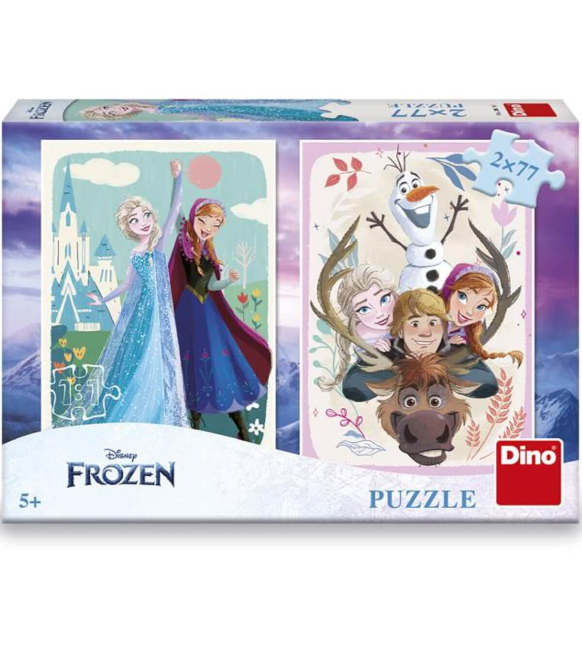 PUZZLE PENTRU COPII FROZEN: ANNA & ELSA 2X77 PIESE - PUZZLE ȘI CUBURI