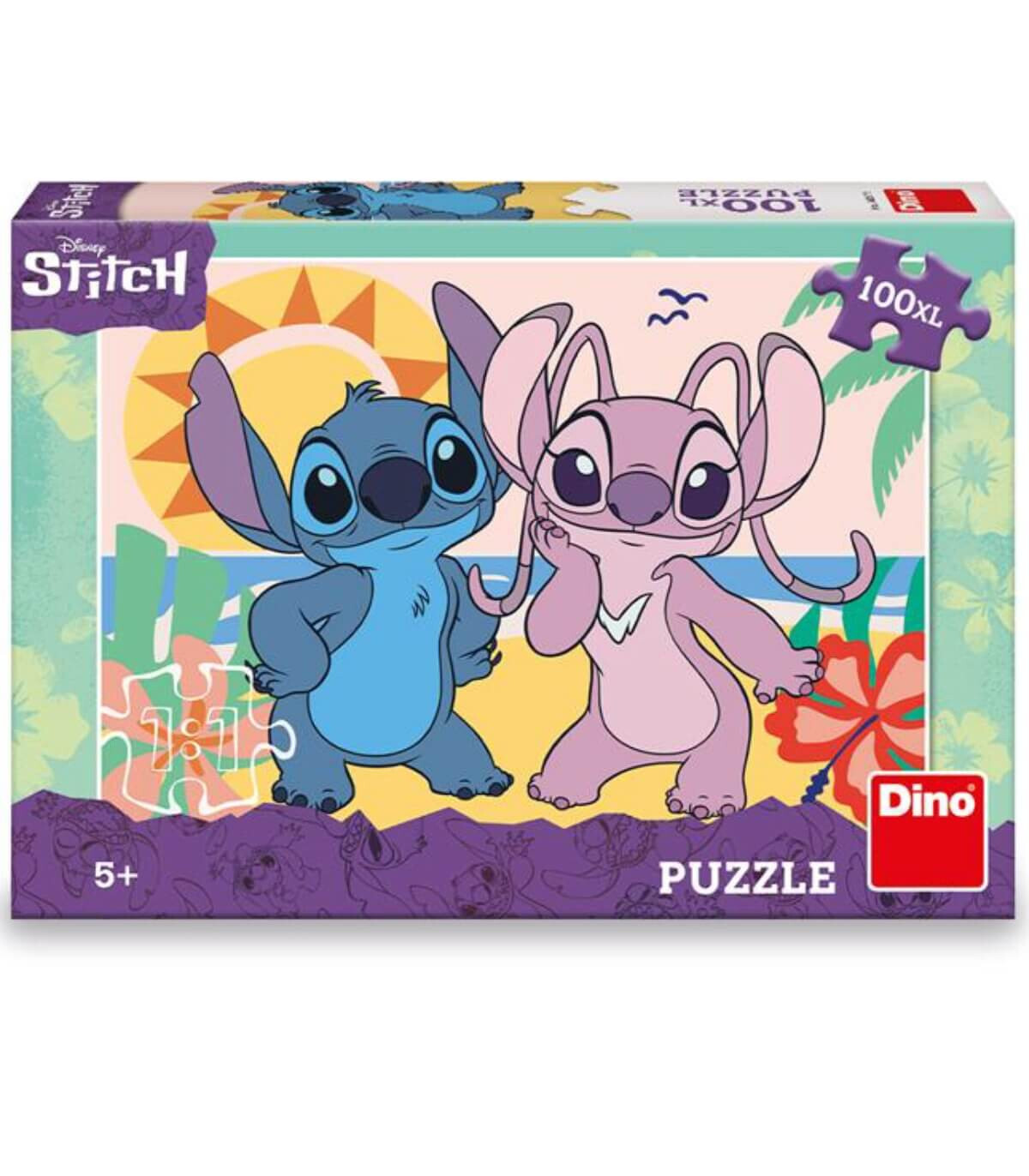 PUZZLE PENTRU COPII STITCH: LA PLAJĂ 100 XL PIESE - PUZZLE ȘI CUBURI