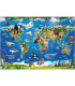 PUZZLE PENTRU COPII HARTĂ A LUMII CU ANIMALE 100 XL PIESE - PUZZLE ȘI CUBURI