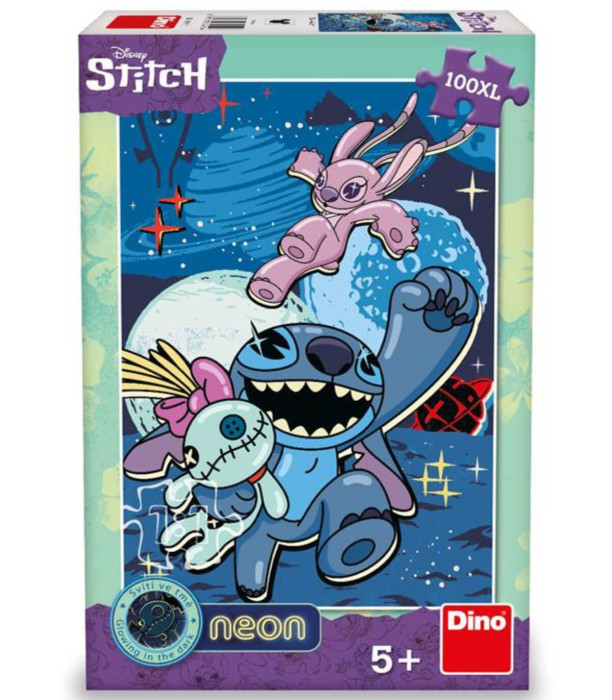 PUZZLE PENTRU COPII STITCH 100 XL PIESE NEON - PUZZLE ȘI CUBURI